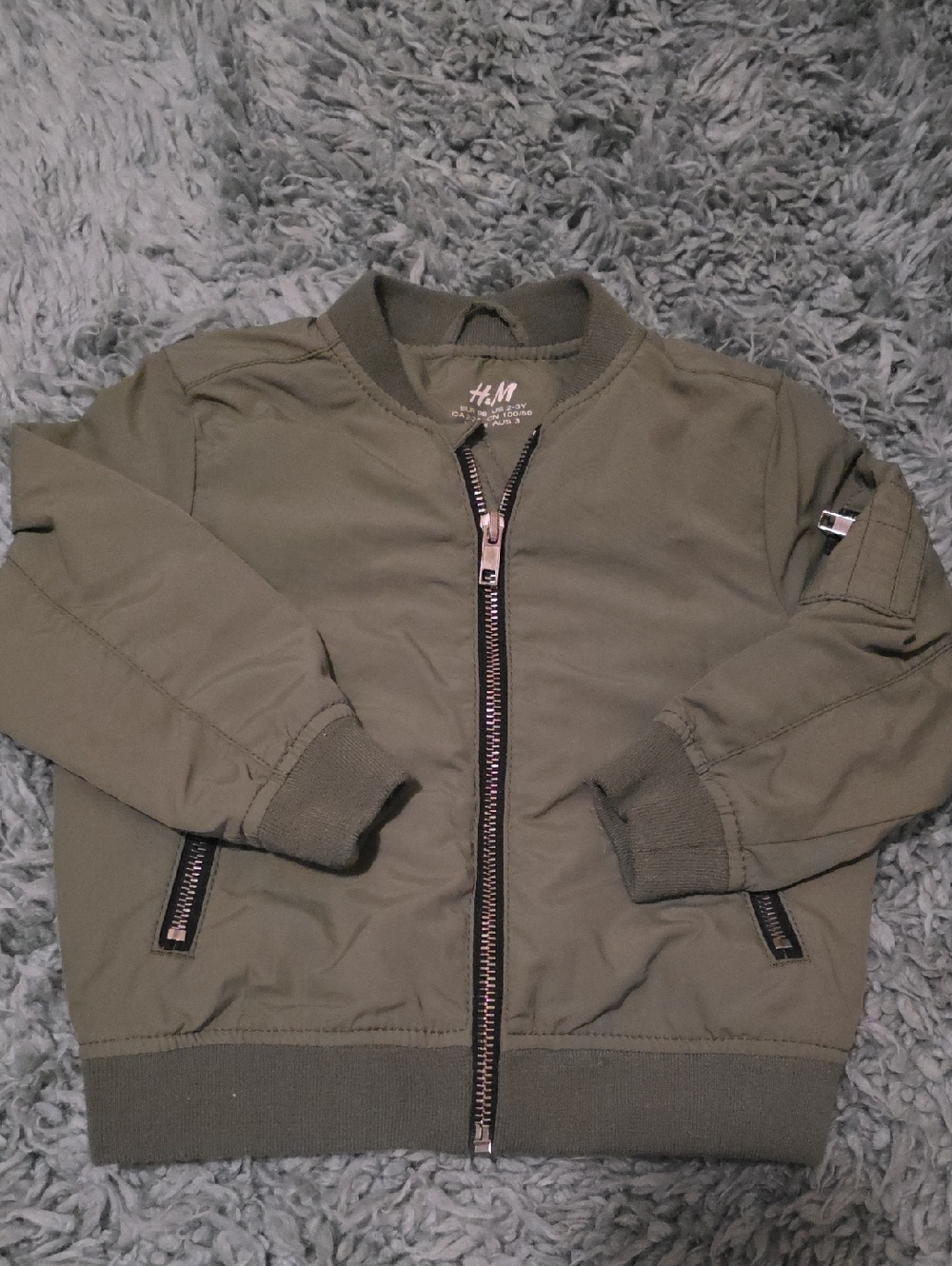 H&M Kids Olive Green Zip Bomber Jacket